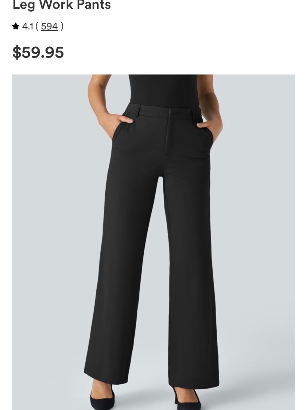 HALARA Black Wide-Leg Tailored Work Pants L Petite